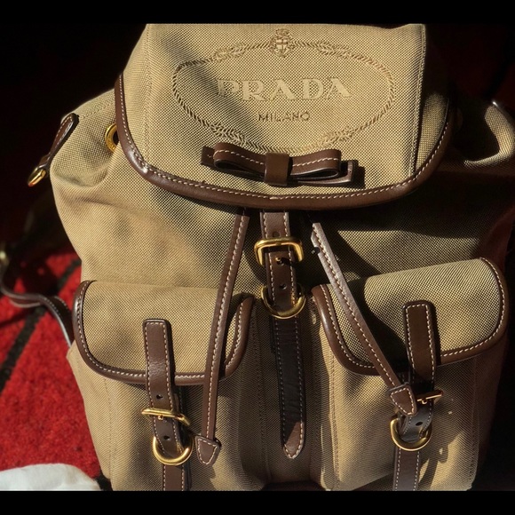 prada logo jacquard bag